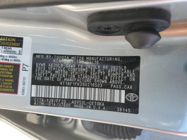 2016 TOYOTA CAMRY LE - 4T1BF1FK2GU216503