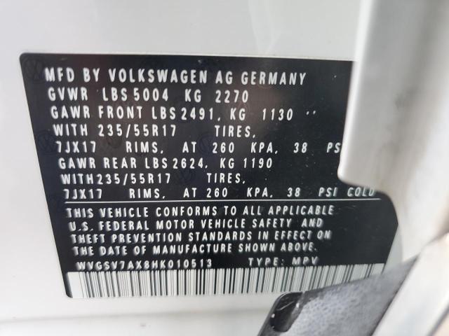 2017 VOLKSWAGEN TIGUAN WOL WVGSV7AX8HK010513