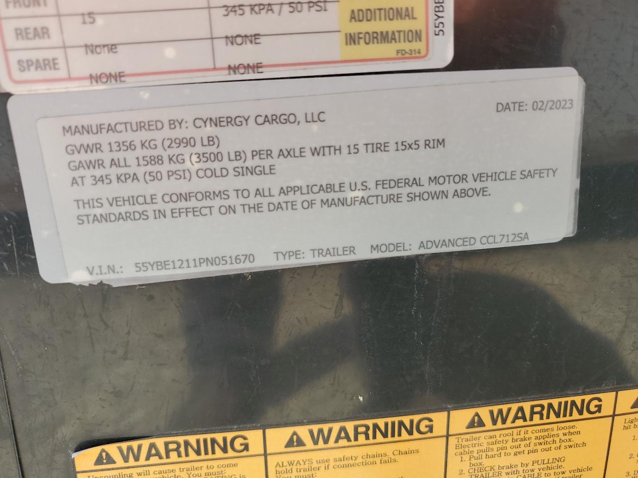 Lot #3246113147 2023 CYNERGY CARGO TR CARGO TR