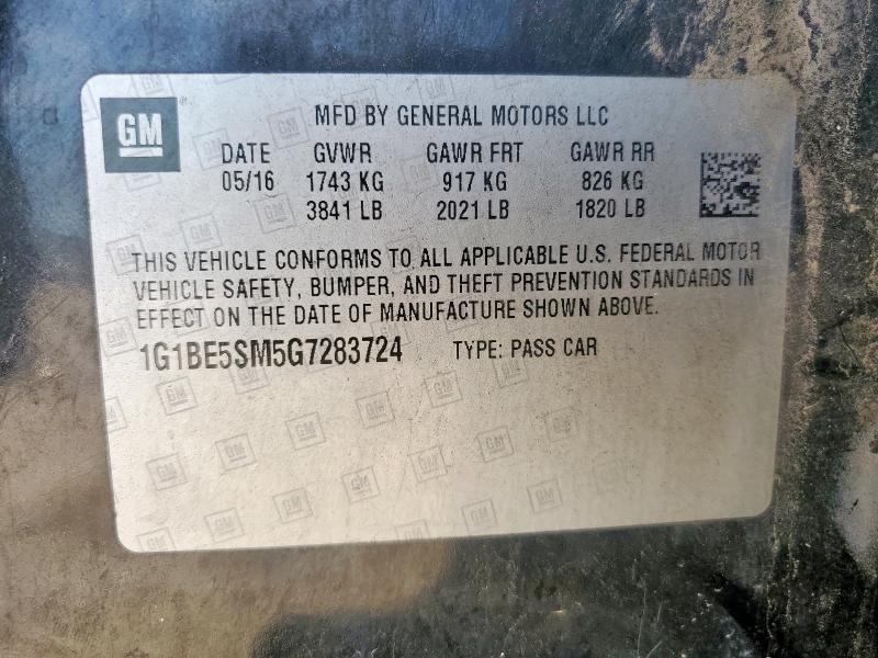 2016 CHEVROLET CRUZE LT 1G1BE5SM5G7283724