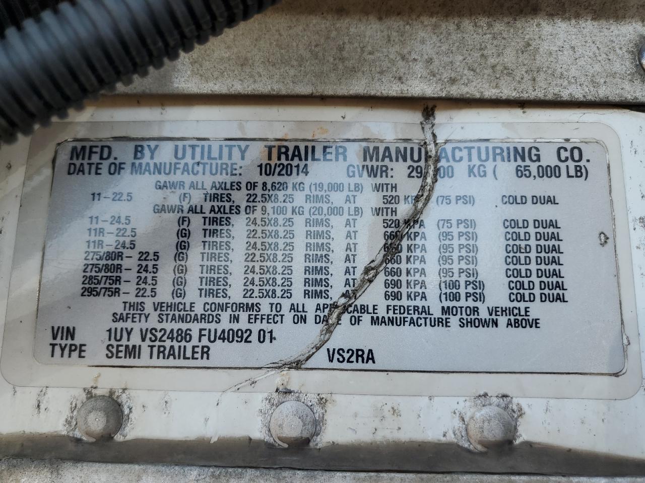 Lot #3259496115 2015 UTILITY VS2RA