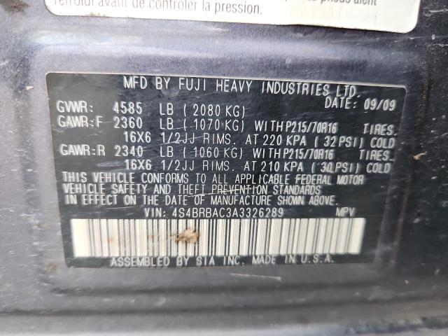 2010 SUBARU OUTBACK 2. - 4S4BRBAC3A3326289