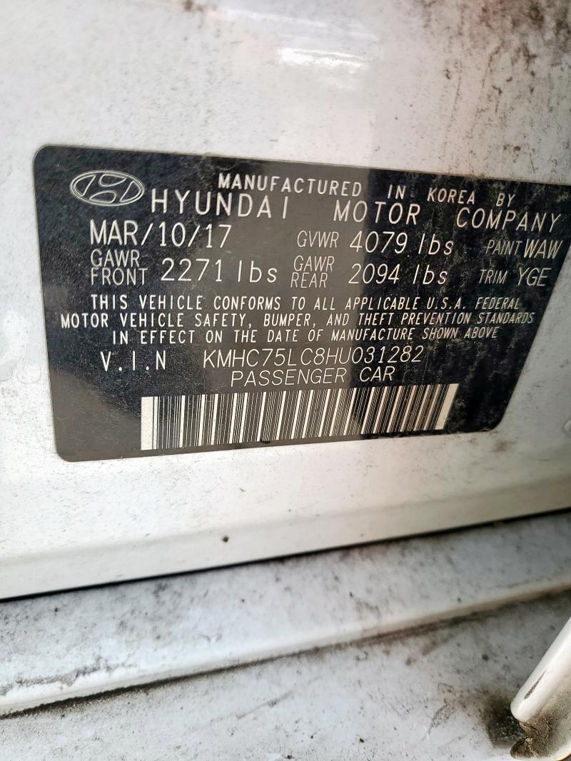 2017 HYUNDAI IONIQ SEL KMHC75LC8HU031282