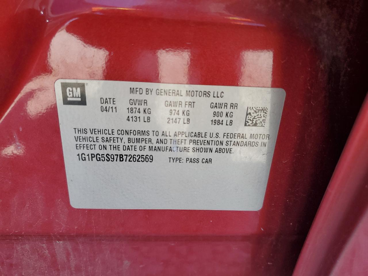 Lot #3302795889 2011 CHEVROLET CRUZE LT