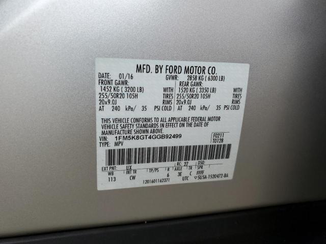 2016 FORD EXPLORER S - 1FM5K8GT4GGB92499