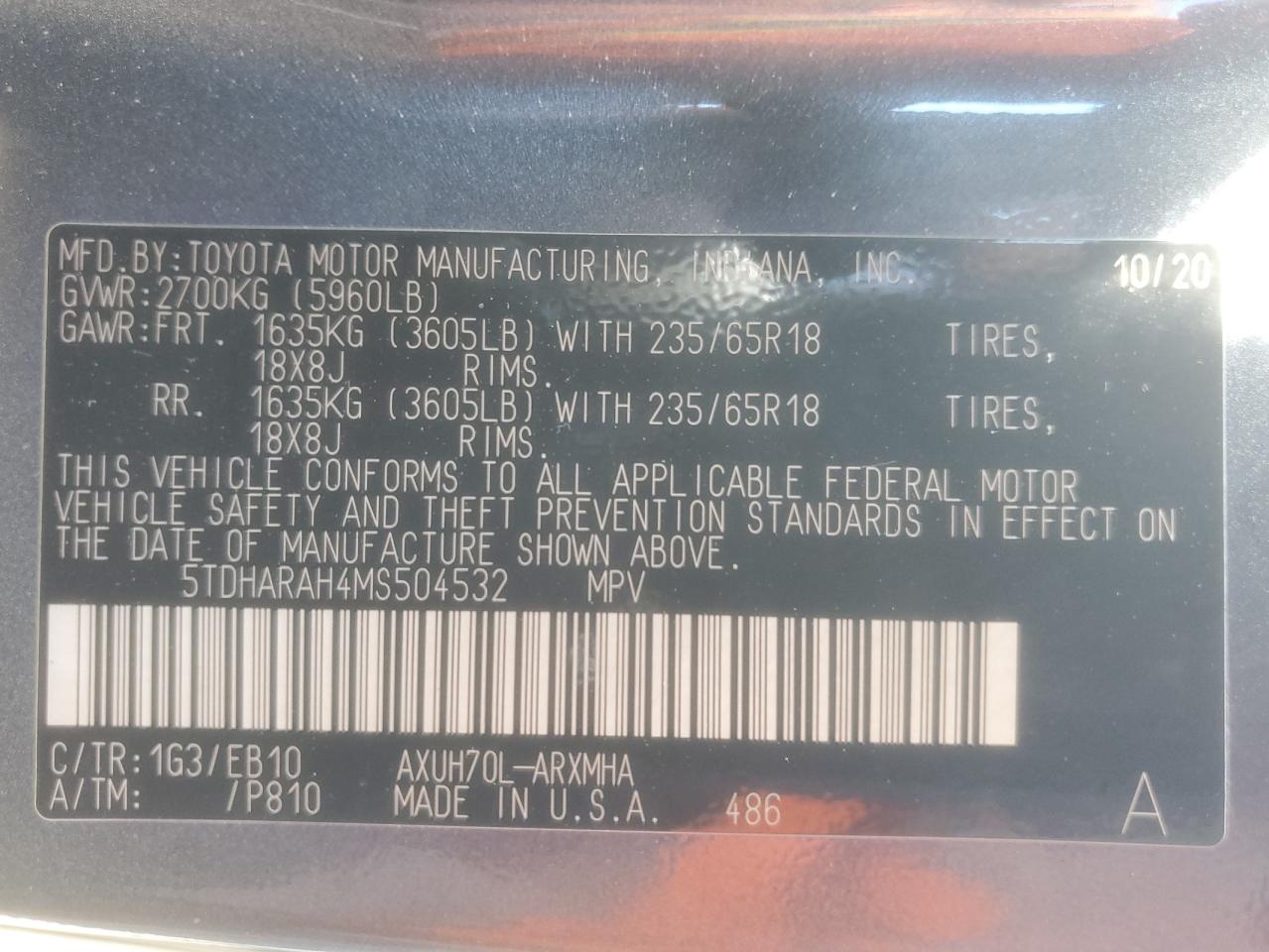 TOYOTA HIGHLANDER HYBRID XLE