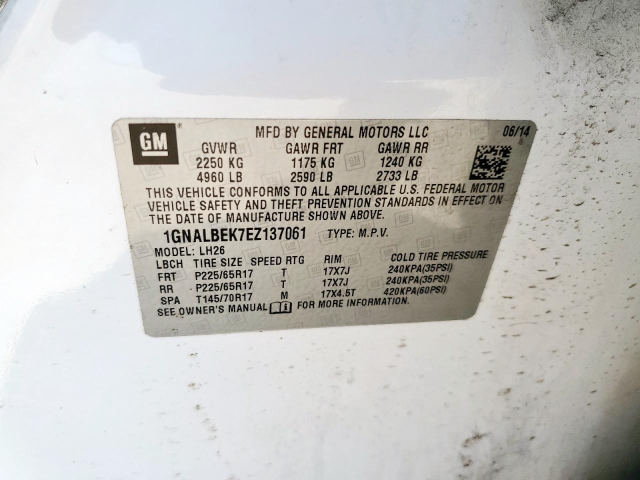 Lot #3298128136 2014 CHEVROLET EQUINOX LT