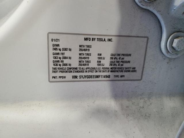 2021 TESLA MODEL Y - 5YJYGDEE5MF114948