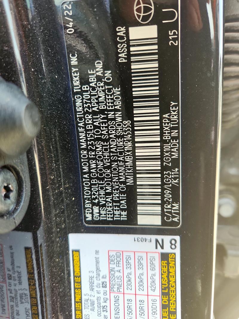 2022 TOYOTA C-HR LMTD NMTKHMBX1NR145358