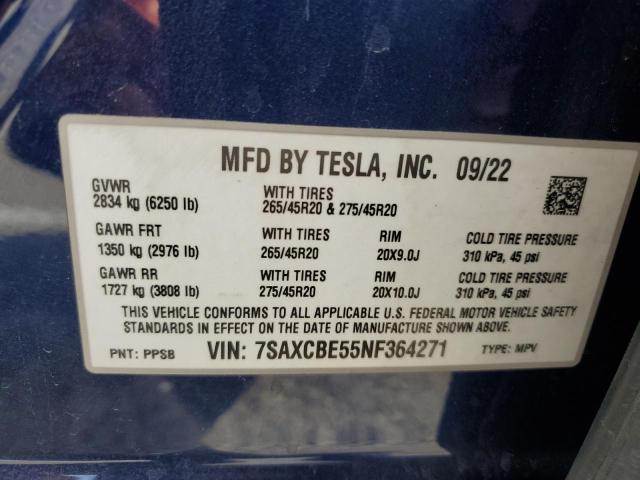 2022 TESLA MODEL X - 7SAXCBE55NF364271