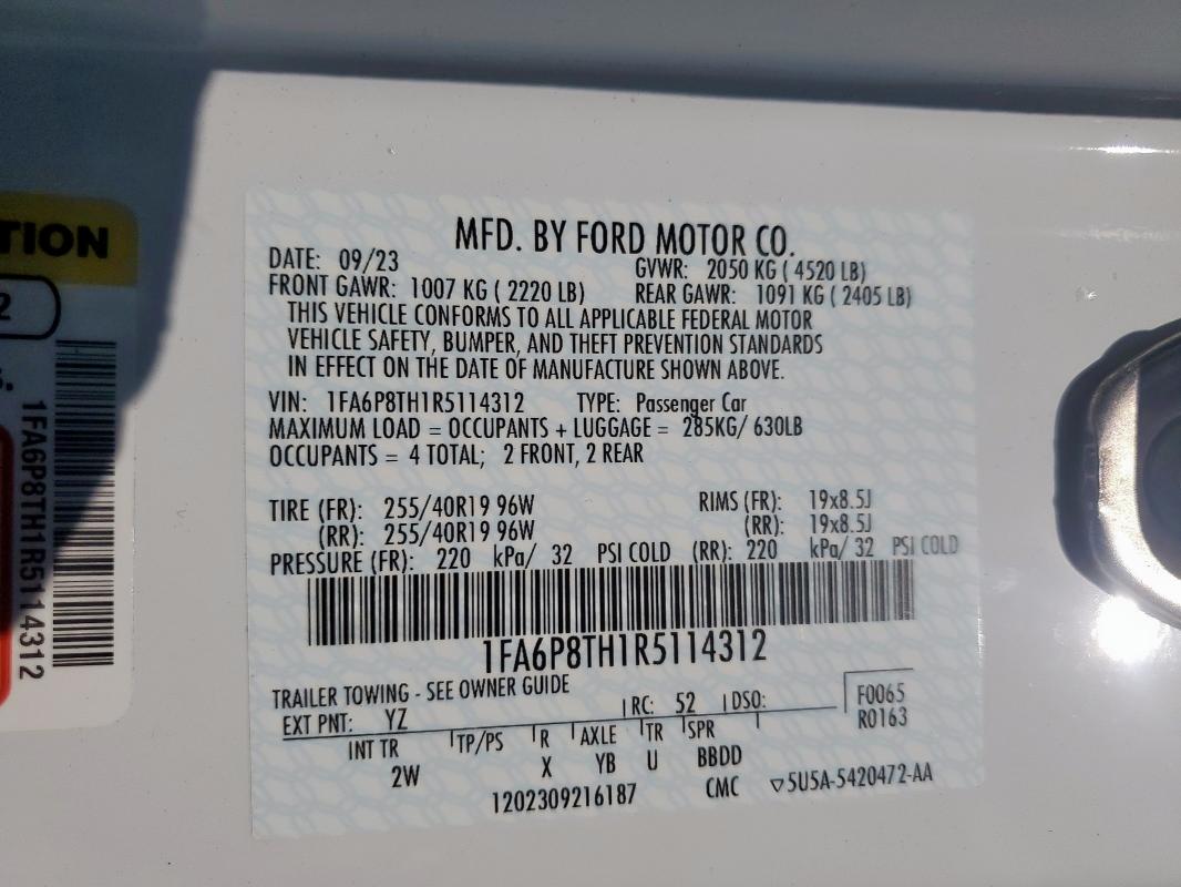 2024 FORD MUSTANG 1FA6P8TH1R5114312