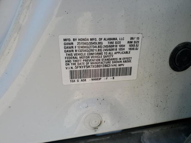 2016 HONDA PILOT EXLN 5FNYF5H7XGB012863