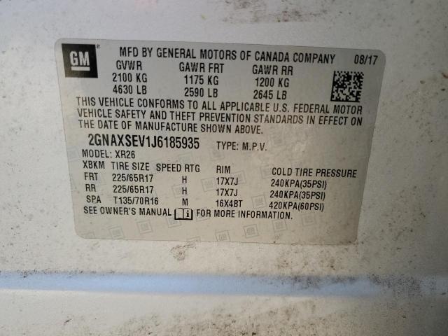 2018 CHEVROLET EQUINOX LT - 2GNAXSEV1J6185935