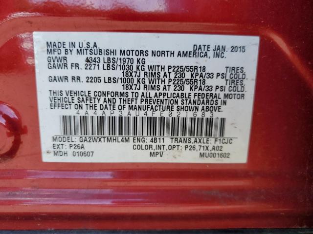 2015 MITSUBISHI OUTLANDER 4A4AP3AU4FE021683
