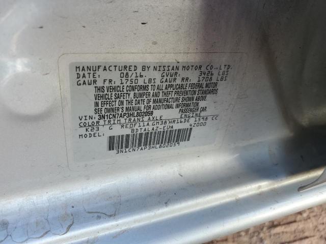 2017 NISSAN VERSA S 3N1CN7AP3HL802059