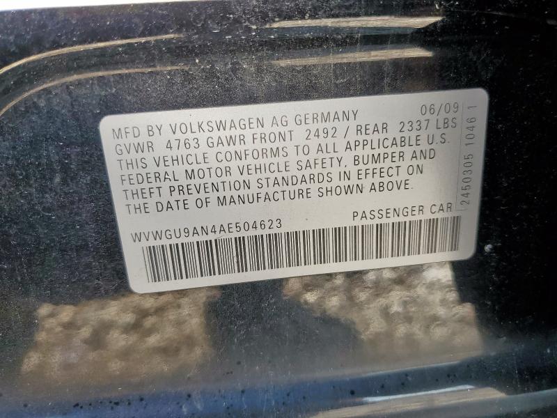 2010 VOLKSWAGEN CC VR6 4MO - WVWGU9AN4AE504623