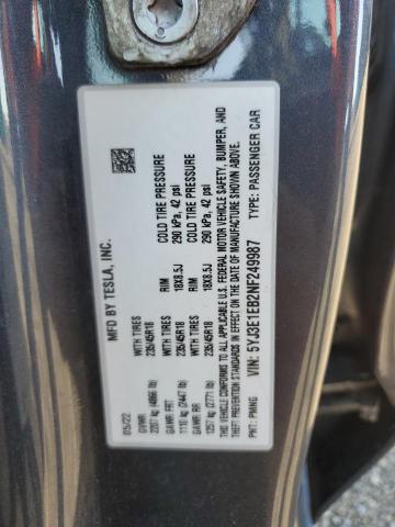 2022 TESLA MODEL 3 5YJ3E1EB2NF249987