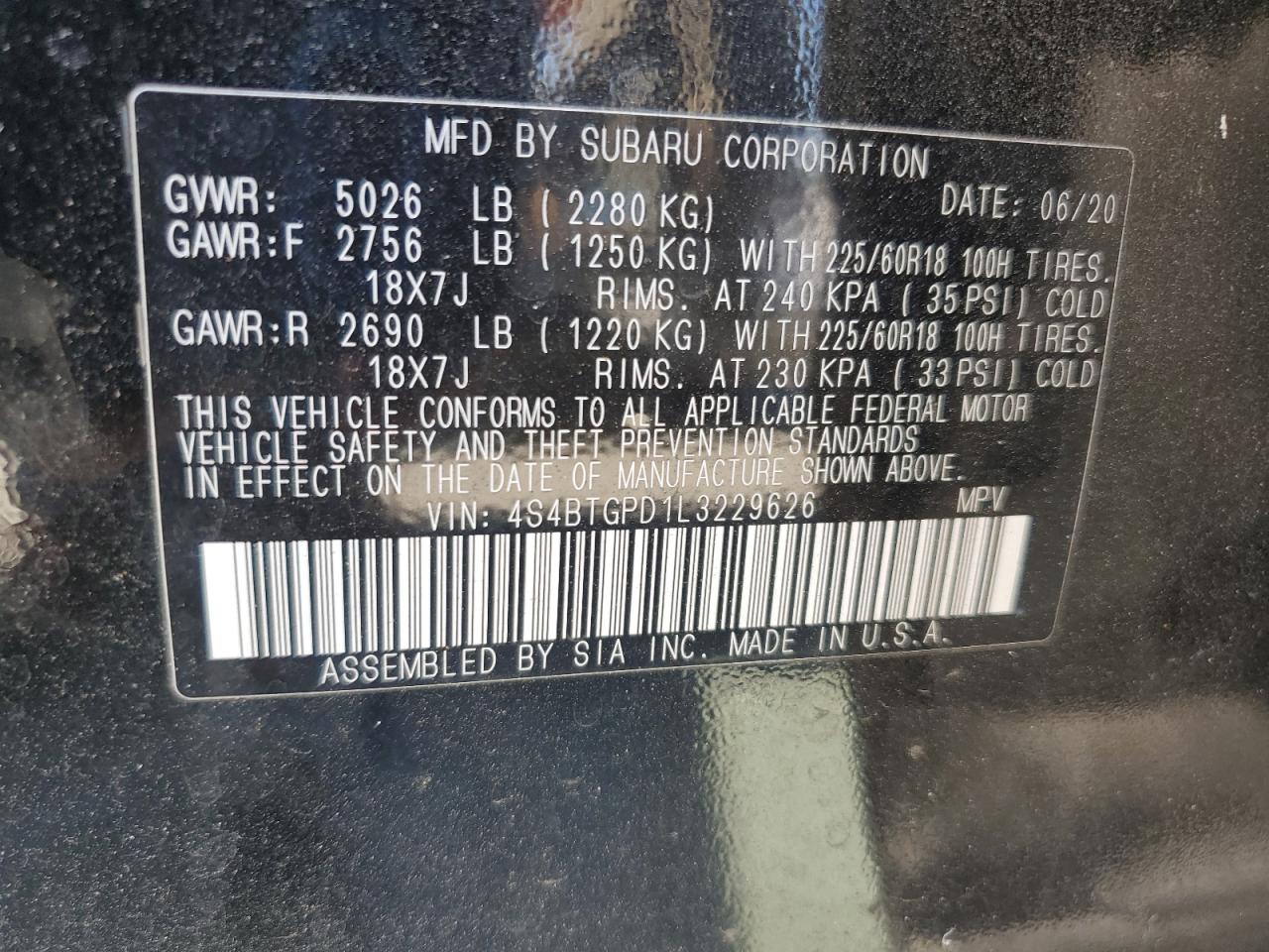 SUBARU OUTBACK TOURING LDL