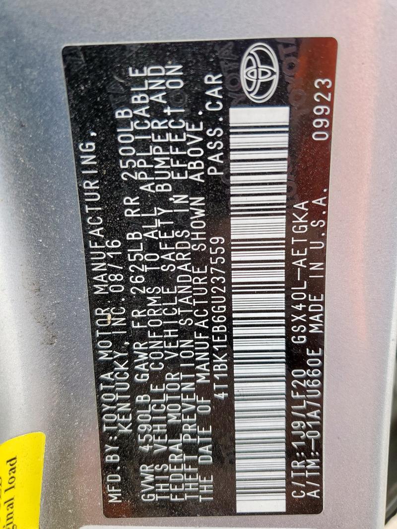 2016 TOYOTA AVALON XLE - 4T1BK1EB6GU237559