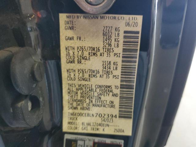 2020 NISSAN FRONTIER S 1N6ED0CE8LN702394