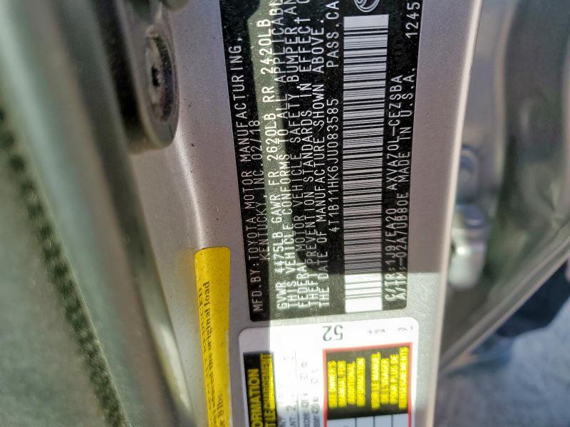 2018 TOYOTA CAMRY L 4T1B11HK6JU083585