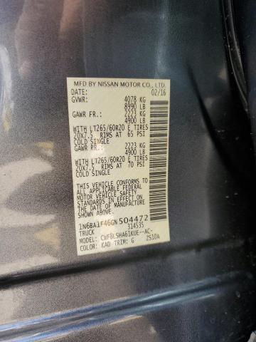 2016 NISSAN TITAN XD S 1N6BA1F46GN504472