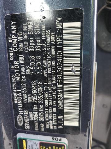 2019 HYUNDAI SANTA FE X KM8SM4HF6KU302400