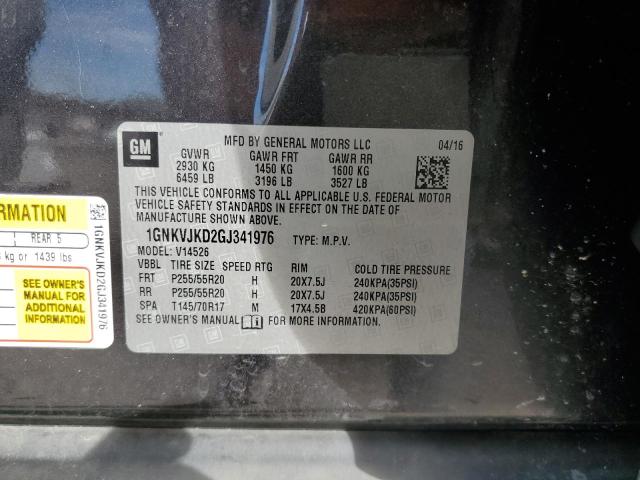 2016 CHEVROLET TRAVERSE LTZ - 1GNKVJKD2GJ341976