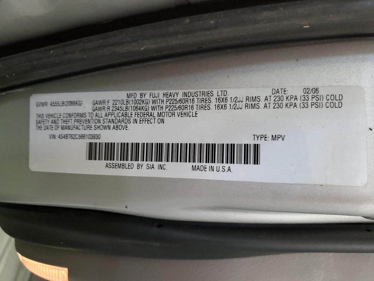 Lot #3236868499 2006 SUBARU BAJA SPORT