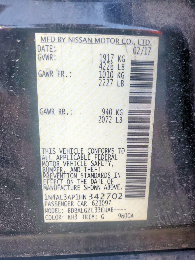 2017 NISSAN ALTIMA 2.5 1N4AL3AP1HN342702