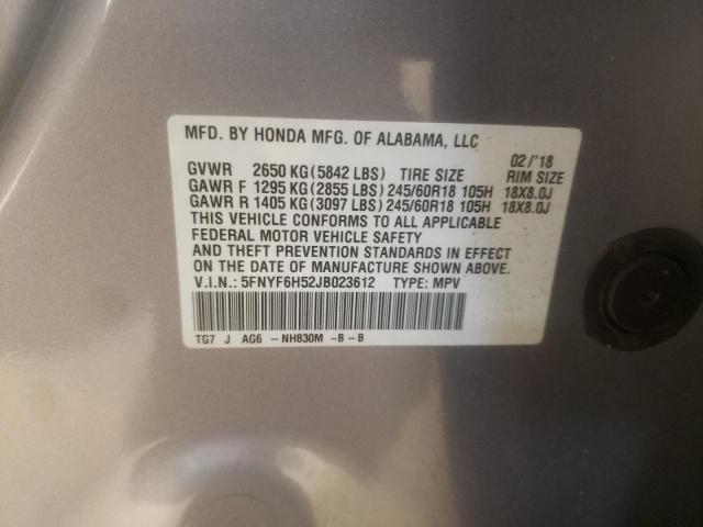 2018 HONDA PILOT EXL - 5FNYF6H52JB023612