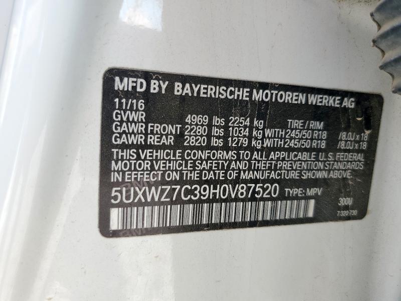2017 BMW X3 SDRIVE2 5UXWZ7C39H0V87520