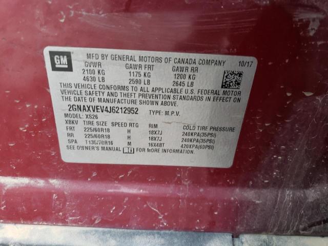 2018 CHEVROLET EQUINOX PREMIER 2GNAXVEV4J6212952