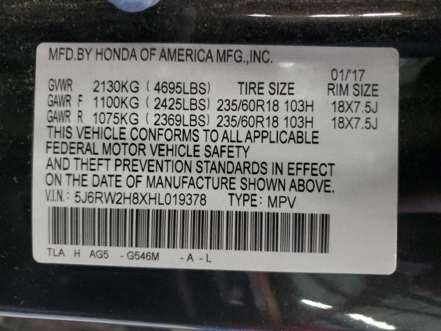 2017 HONDA CR-V EXL 5J6RW2H8XHL019378