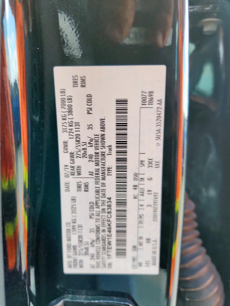 2019 FORD F150 LARIA - 1FTEW1E46KFC83834