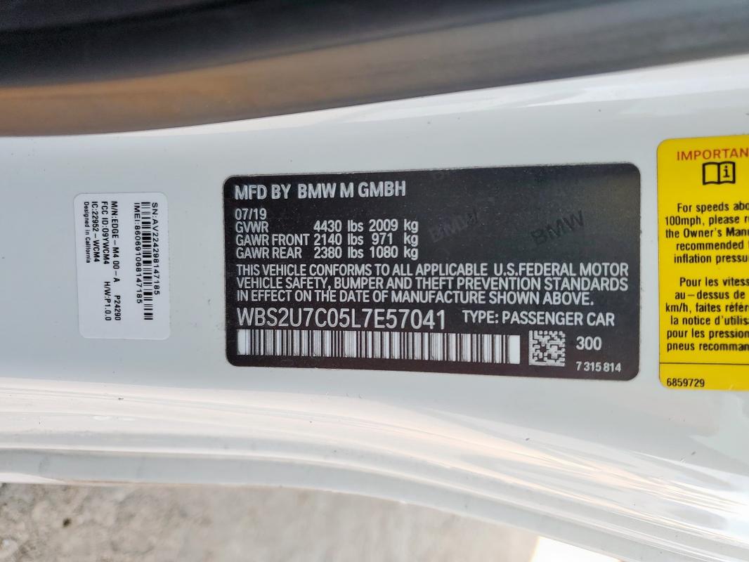 2020 BMW M2 COMPETI WBS2U7C05L7E57041