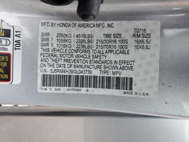 2016 HONDA CR-V LX 5J6RM4H39GL043739