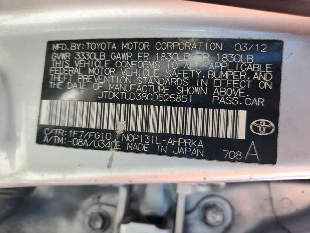 2012 TOYOTA YARIS - JTDKTUD38CD525851