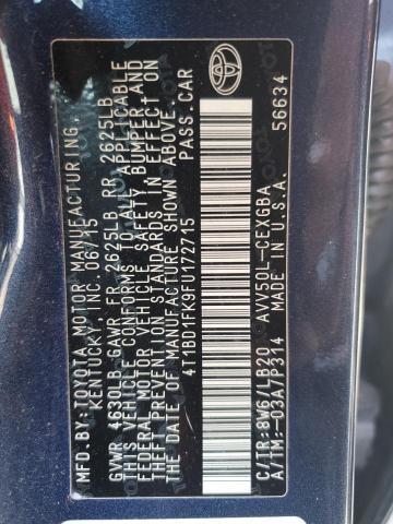 2015 TOYOTA CAMRY HYBR 4T1BD1FK9FU172715