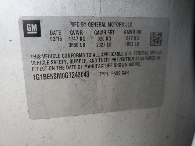 2016 CHEVROLET CRUZE LT 1G1BE5SM0G7243048