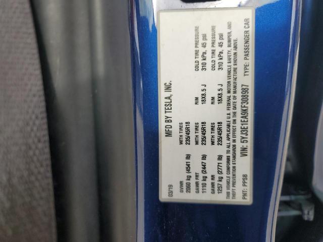 2019 TESLA MODEL 3 5YJ3E1EA9KF308987