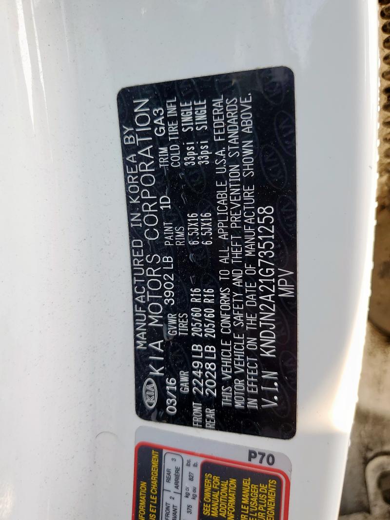 2016 KIA SOUL KNDJN2A21G7351258