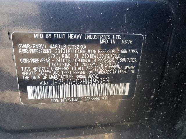 2017 SUBARU FORESTER 2 - JF2SJAEC2HH495363