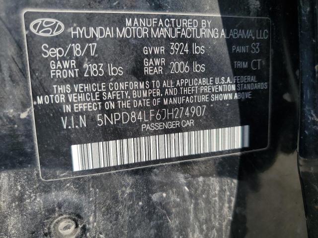 2018 HYUNDAI ELANTRA SEL 5NPD84LF6JH274907