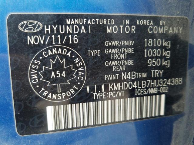 2017 HYUNDAI ELANTRA SP KMHD04LB7HU324388