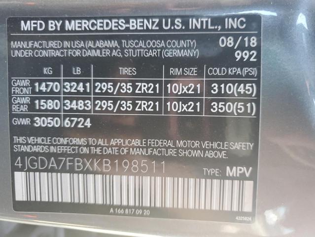 2019 MERCEDES-BENZ GLE 63 AMG 4JGDA7FBXKB198511