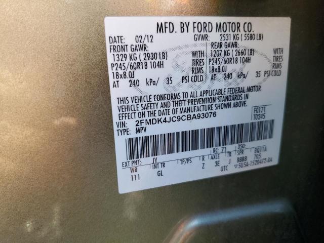 2012 FORD EDGE SEL - 2FMDK4JC9CBA93076