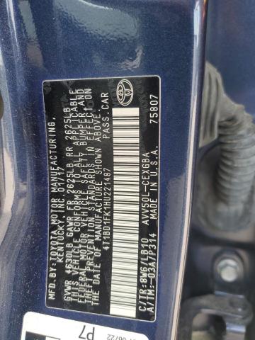 2017 TOYOTA CAMRY HYBRID 4T1BD1FK1HU221487