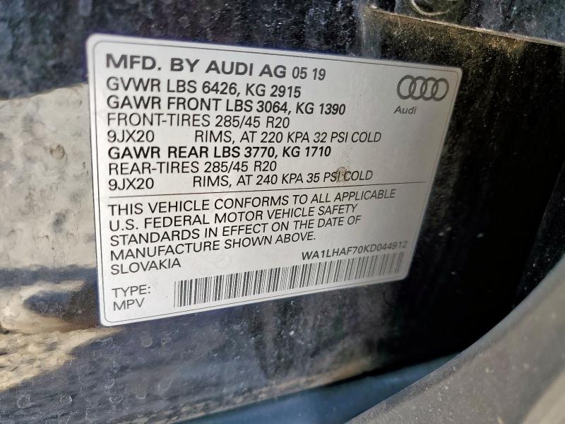 2019 AUDI Q7 PREMIUM - WA1LHAF70KD044912