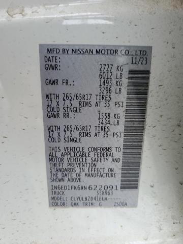 2024 NISSAN FRONTIER SV 1N6ED1FK6RN622091